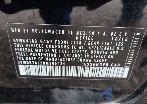 2017 Volkswagen Jetta 1.4T Se из США, поврежденный, VIN 3VWDB7AJ2HM265424